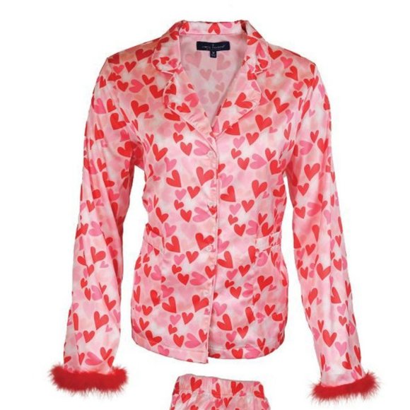 Simply Southern Feather Accent All Hearts PJ Set Sz Med NWT - Picture 2 of 3